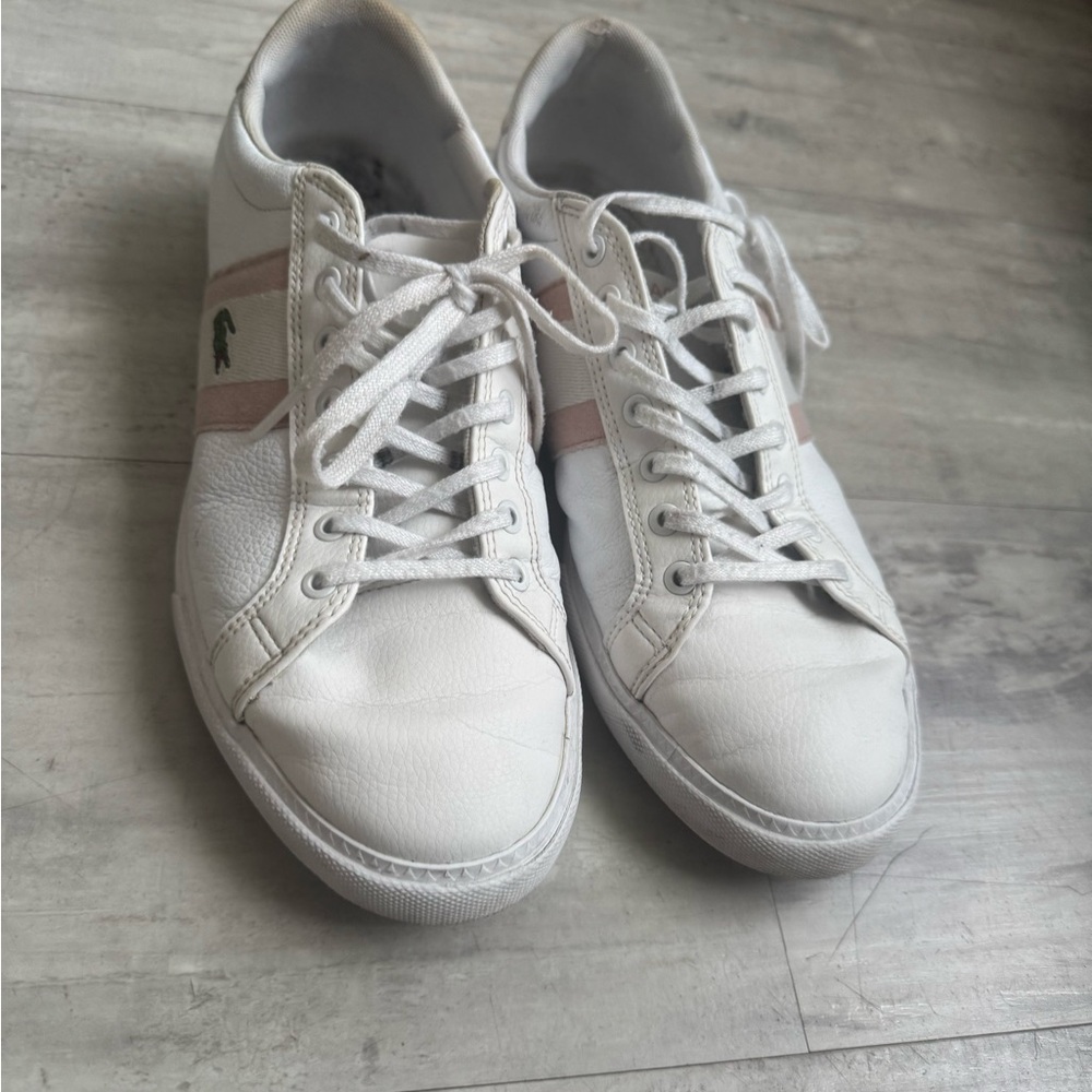 White and Pink lacoste Sneakers